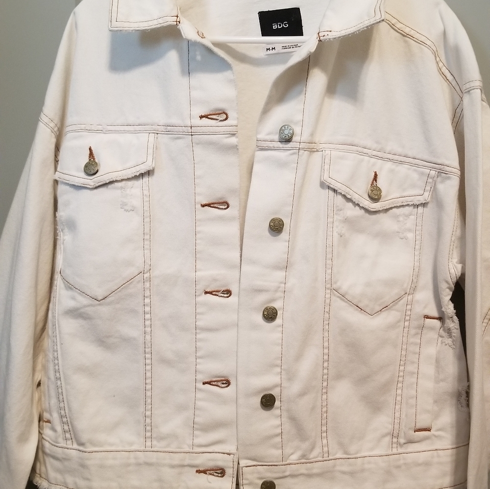 White BDG distressed jean jacket